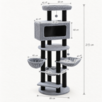 Schéma coté de l'arbre à Chat Design Multi-Niveau avec toutes les dimensions