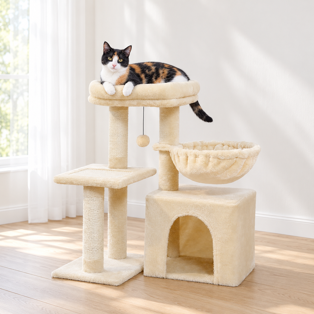 Arbre à Chat Petit Espace installé dans un salon lumineux