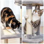 Chat allongé sur le perchoir de l'arbre à Chat Petit Espace
