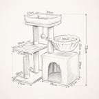 Schéma coté de l'arbre à Chat Petit Espace avec toutes les dimensions