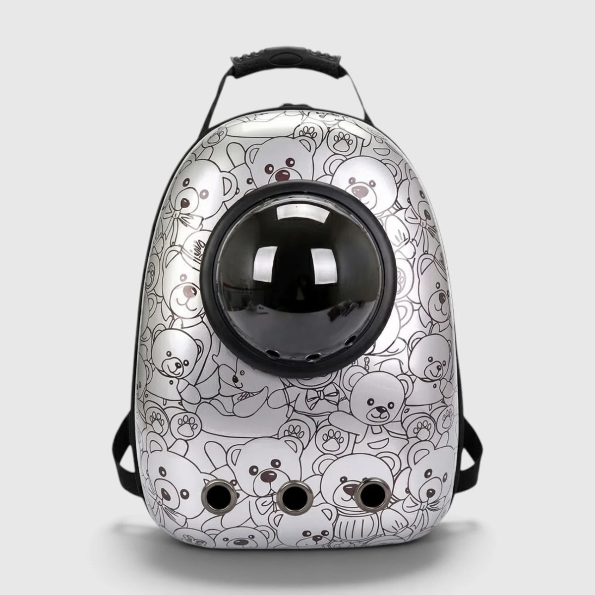 Sac à dos bulle pour chat argent à motif d'oursons