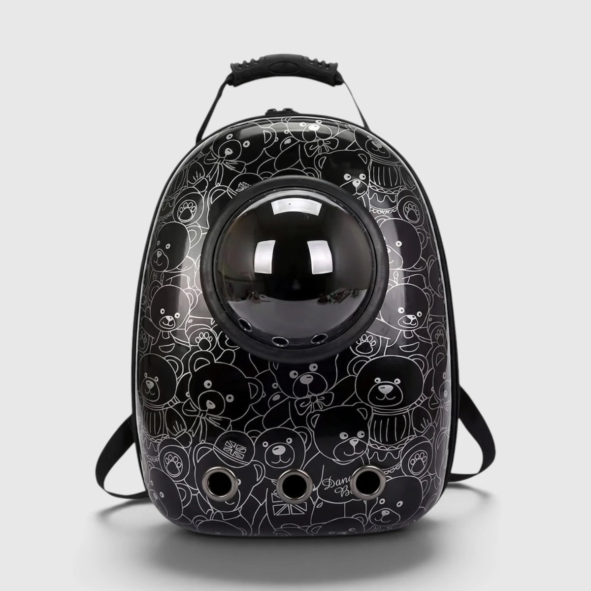 Sac à dos bulle pour chat noir à motif d'oursons