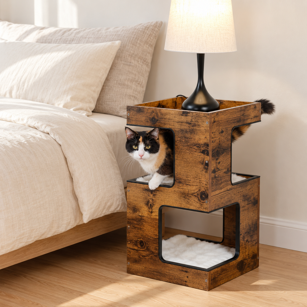 Arbre à Chat Design Moderne installé dans un salon lumineux